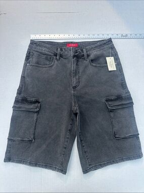 GUESS Washed Black Cargo Denim Shorts size 32